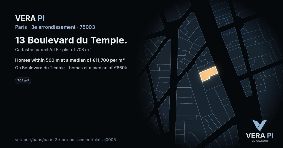13 Boulevard du Temple, 3e arrondissement at night – the plot lit, the parcels around coloured by the prices near them