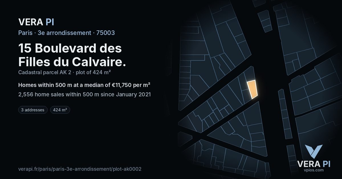 15 Boulevard des Filles du Calvaire, 3e arrondissement at night – the plot lit, the parcels around coloured by the prices near them