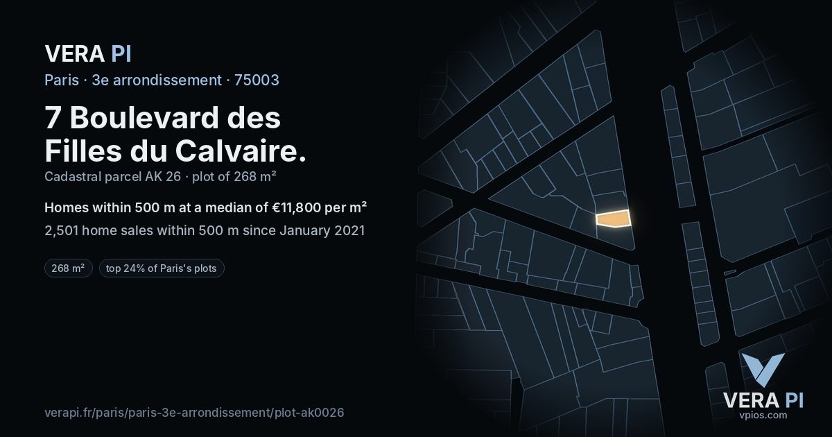7 Boulevard des Filles du Calvaire, 3e arrondissement at night – the plot lit, the parcels around coloured by the prices near them
