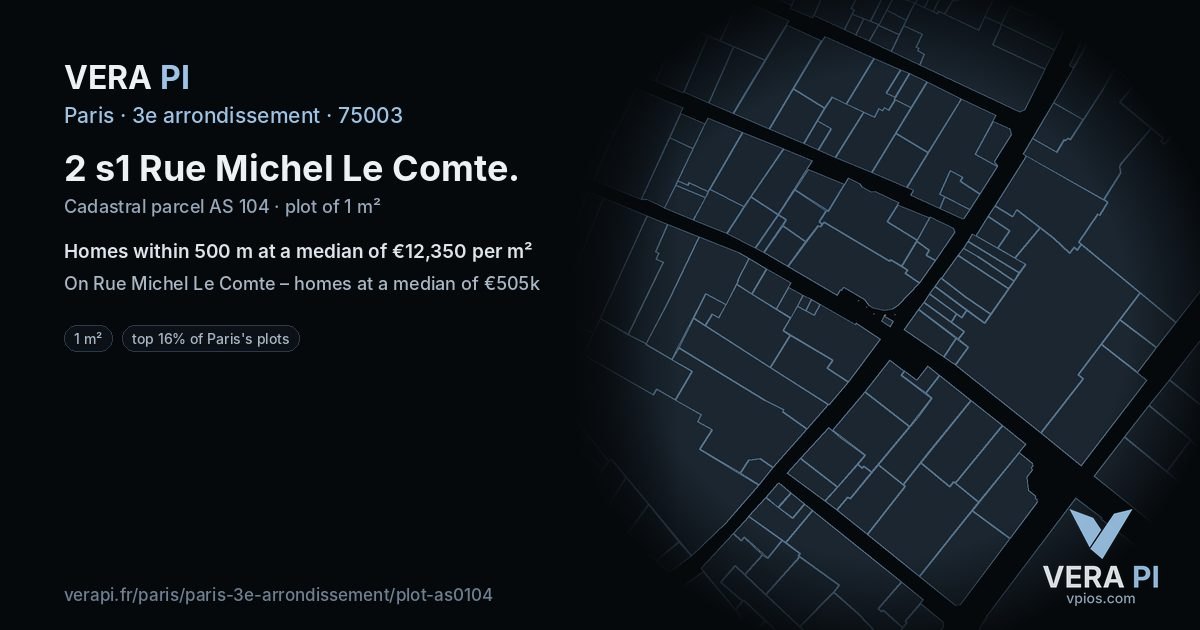2 s1 Rue Michel Le Comte, 3e arrondissement at night – the plot lit, the parcels around coloured by the prices near them