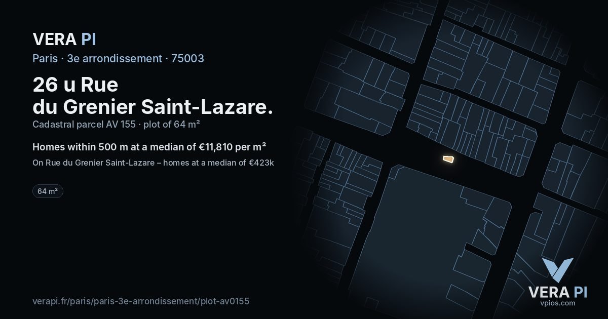 26 u Rue du Grenier Saint-Lazare, 3e arrondissement at night – the plot lit, the parcels around coloured by the prices near them