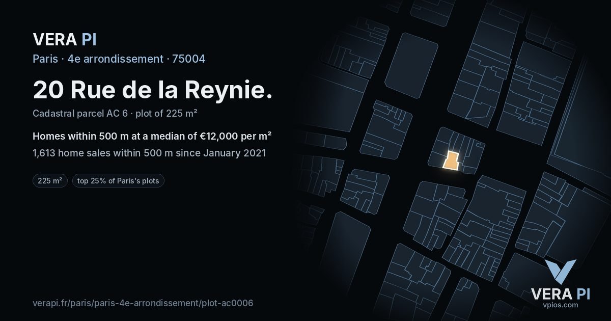 20 Rue de la Reynie, 4e arrondissement at night – the plot lit, the parcels around coloured by the prices near them
