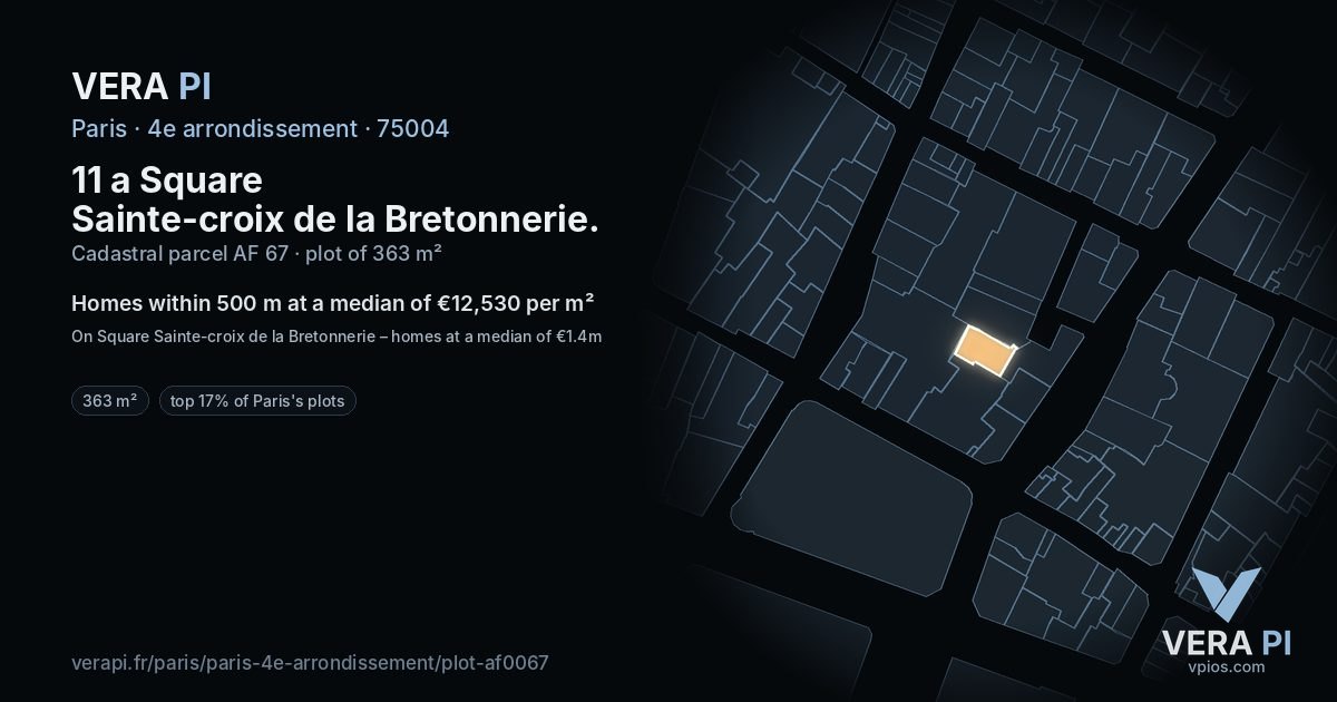 11 a Square Sainte-croix de la Bretonnerie, 4e arrondissement at night – the plot lit, the parcels around coloured by the prices near them