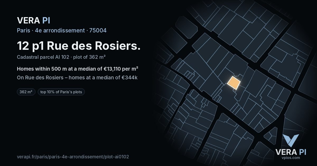 12 p1 Rue des Rosiers, 4e arrondissement at night – the plot lit, the parcels around coloured by the prices near them