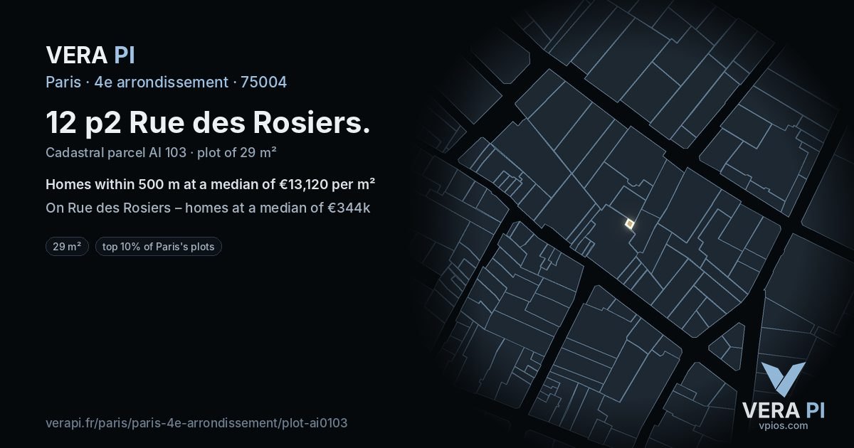 12 p2 Rue des Rosiers, 4e arrondissement at night – the plot lit, the parcels around coloured by the prices near them