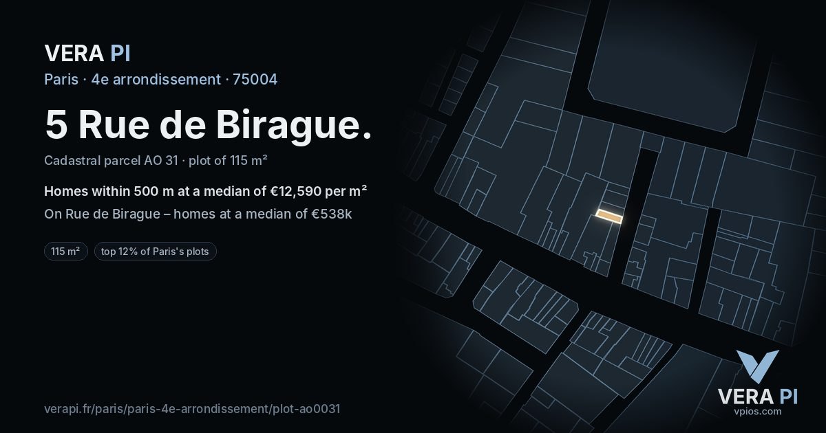 5 Rue de Birague, 4e arrondissement at night – the plot lit, the parcels around coloured by the prices near them