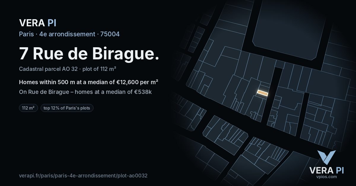 7 Rue de Birague, 4e arrondissement at night – the plot lit, the parcels around coloured by the prices near them