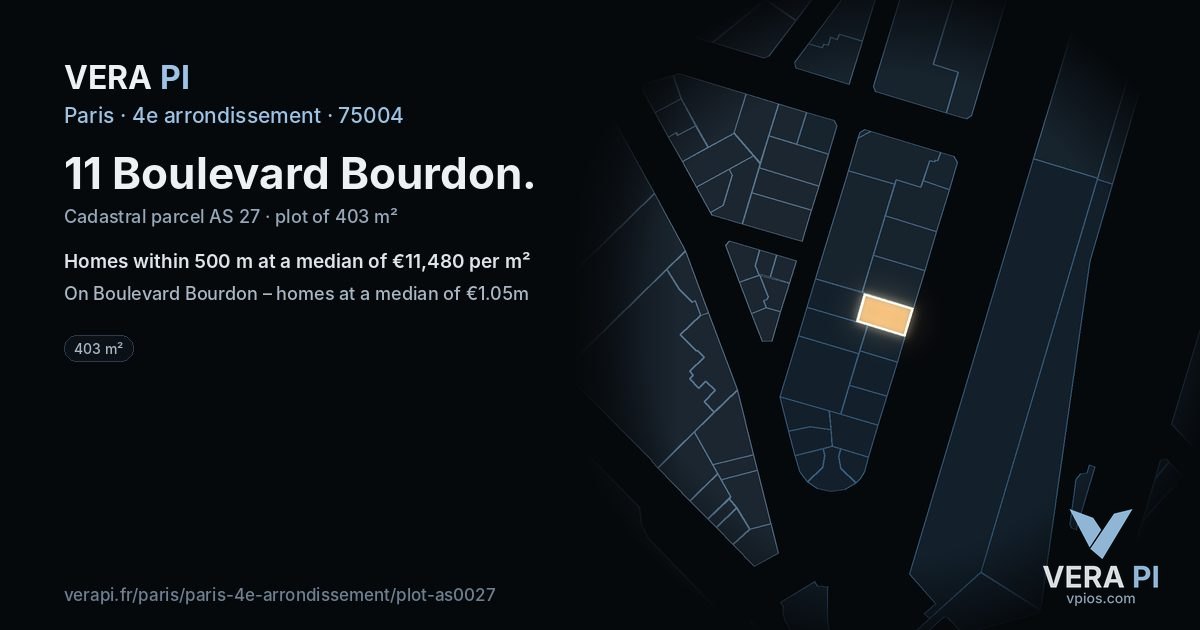 11 Boulevard Bourdon, 4e arrondissement at night – the plot lit, the parcels around coloured by the prices near them