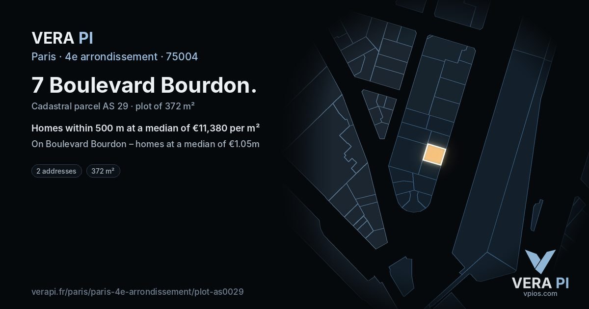 7 Boulevard Bourdon, 4e arrondissement at night – the plot lit, the parcels around coloured by the prices near them