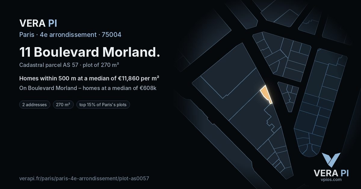 11 Boulevard Morland, 4e arrondissement at night – the plot lit, the parcels around coloured by the prices near them