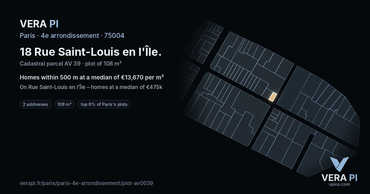 18 Rue Saint-Louis en l'Île, 4e arrondissement at night – the plot lit, the parcels around coloured by the prices near them