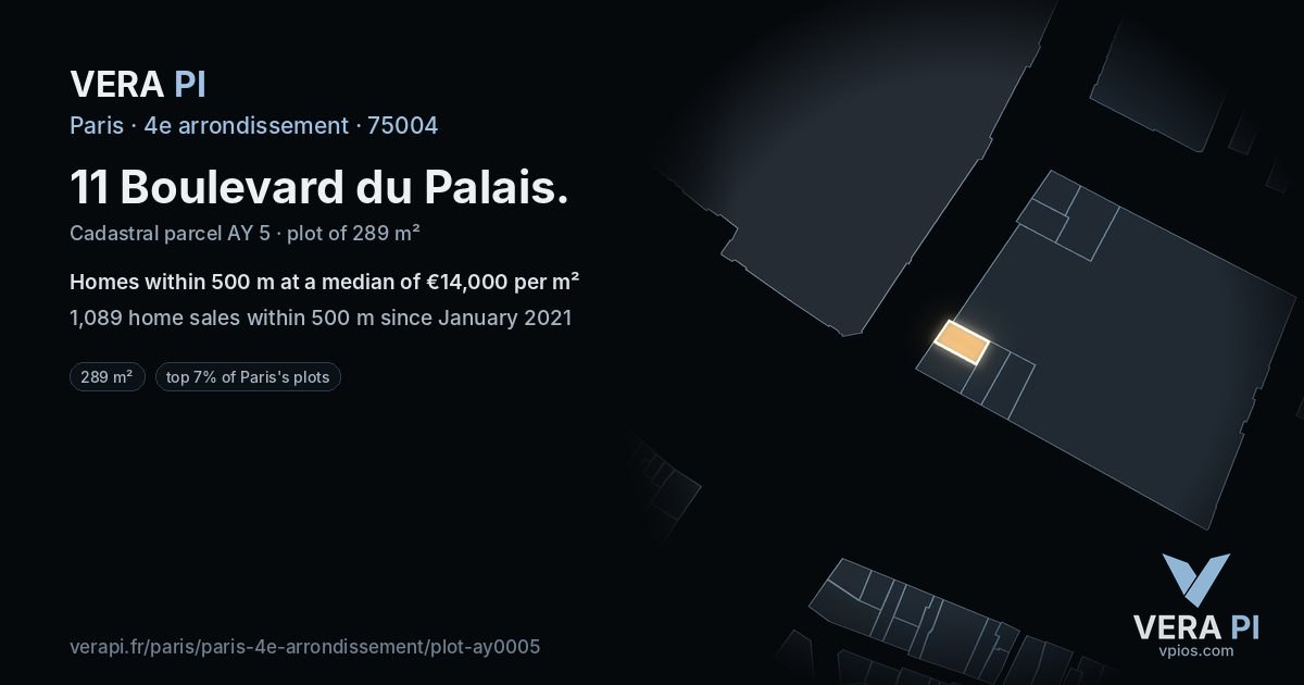 11 Boulevard du Palais, 4e arrondissement at night – the plot lit, the parcels around coloured by the prices near them