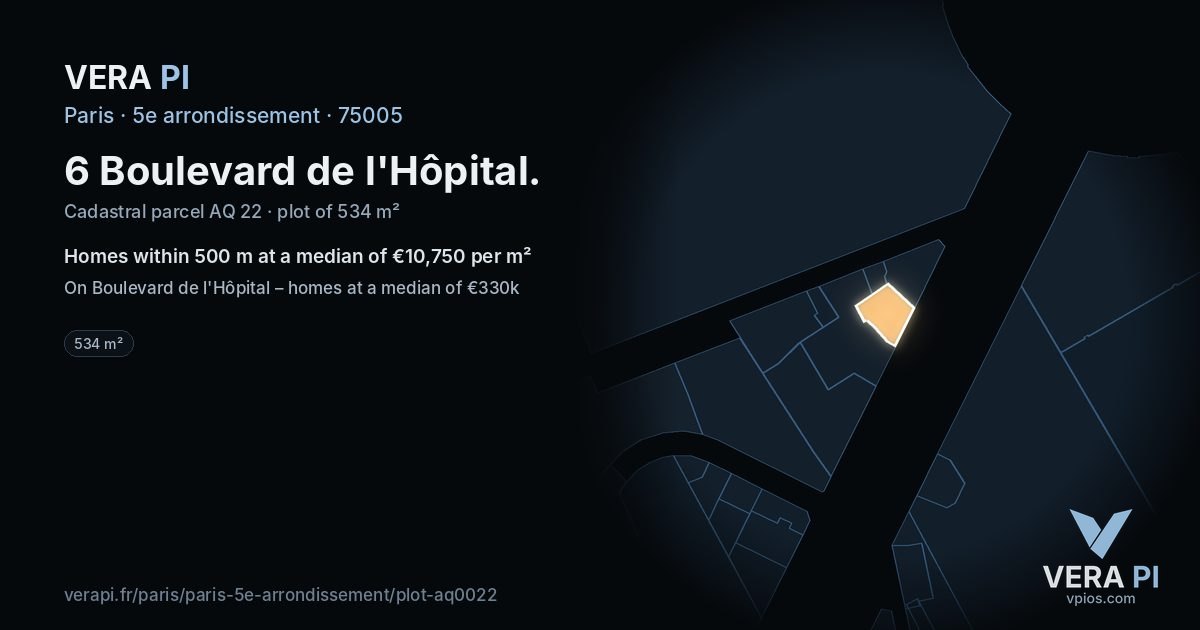 6 Boulevard de l'Hôpital, 5e arrondissement at night – the plot lit, the parcels around coloured by the prices near them