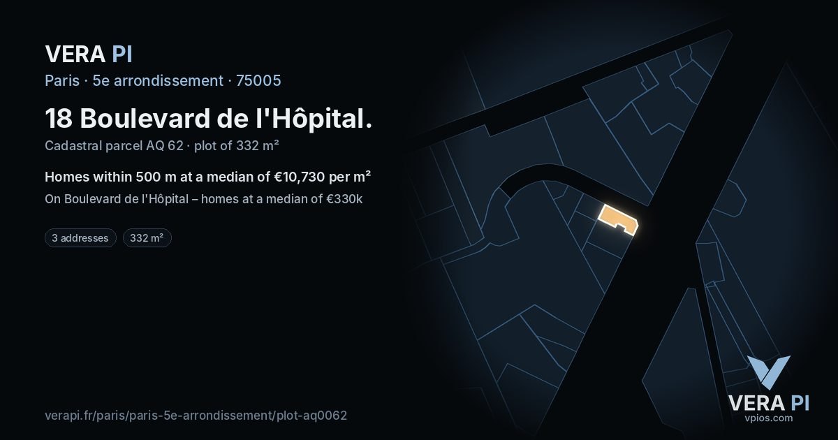 18 Boulevard de l'Hôpital, 5e arrondissement at night – the plot lit, the parcels around coloured by the prices near them