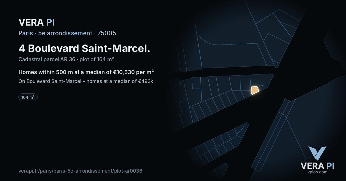 4 Boulevard Saint-Marcel, 5e arrondissement at night – the plot lit, the parcels around coloured by the prices near them