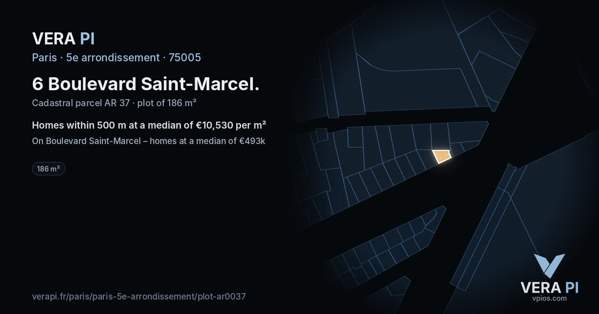6 Boulevard Saint-Marcel, 5e arrondissement at night – the plot lit, the parcels around coloured by the prices near them