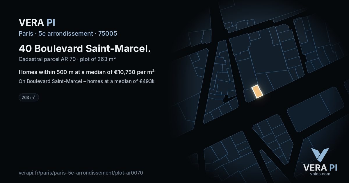 40 Boulevard Saint-Marcel, 5e arrondissement at night – the plot lit, the parcels around coloured by the prices near them