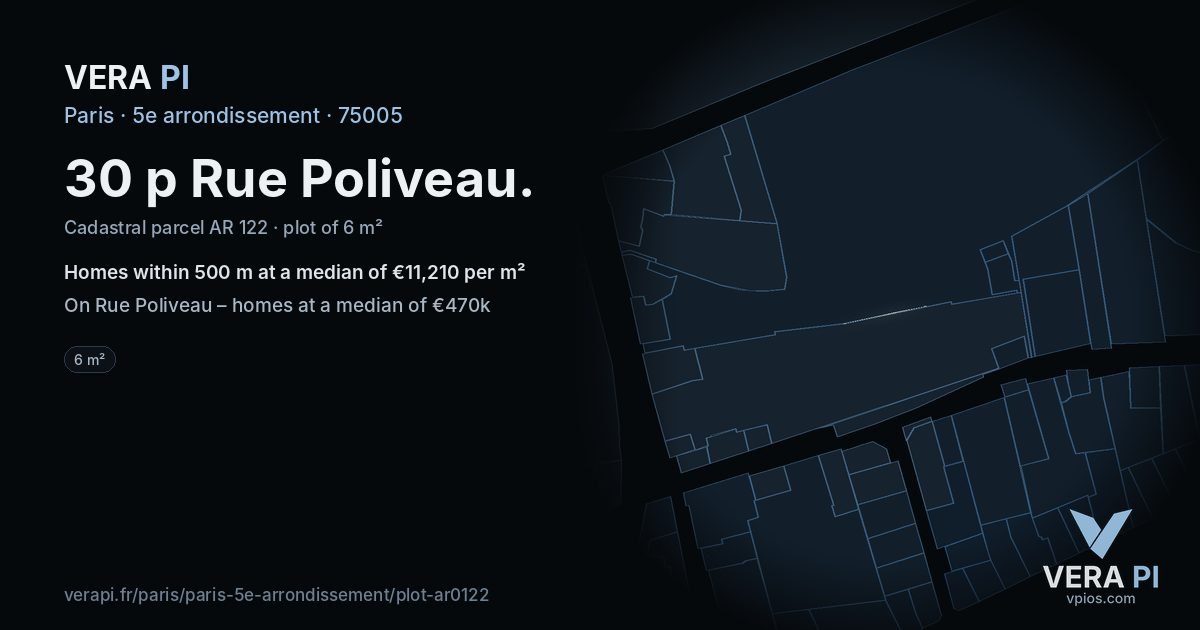 30 p Rue Poliveau, 5e arrondissement at night – the plot lit, the parcels around coloured by the prices near them