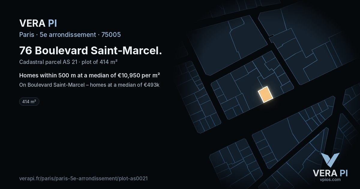 76 Boulevard Saint-Marcel, 5e arrondissement at night – the plot lit, the parcels around coloured by the prices near them