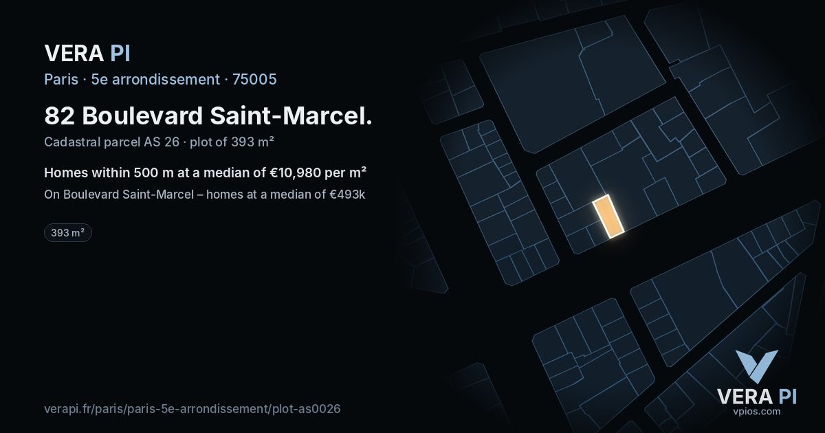 82 Boulevard Saint-Marcel, 5e arrondissement at night – the plot lit, the parcels around coloured by the prices near them