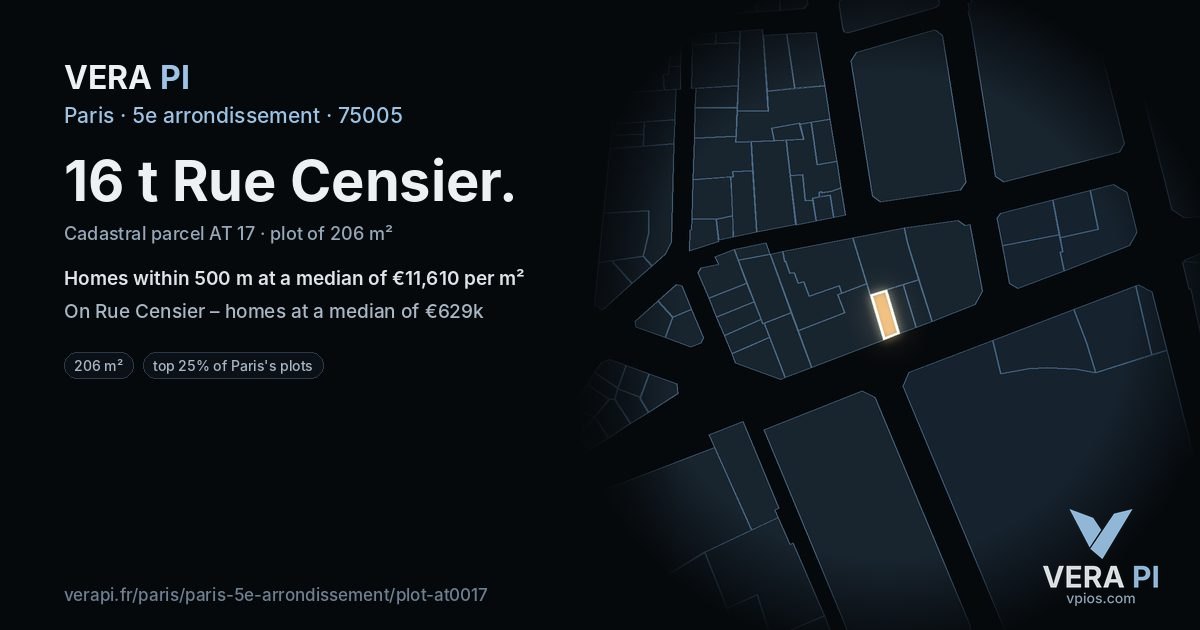 16 t Rue Censier, 5e arrondissement at night – the plot lit, the parcels around coloured by the prices near them