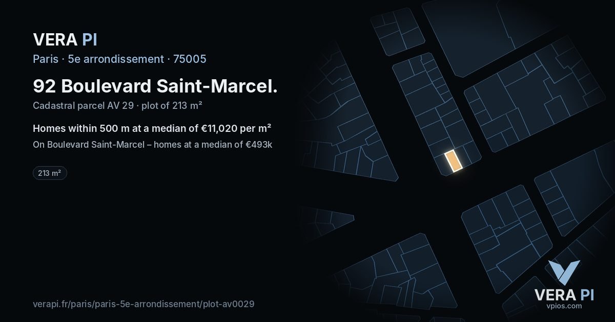92 Boulevard Saint-Marcel, 5e arrondissement at night – the plot lit, the parcels around coloured by the prices near them
