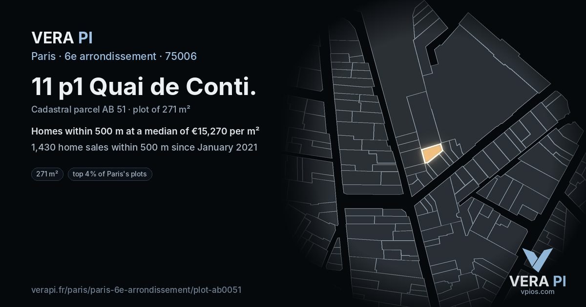 11 p1 Quai de Conti, 6e arrondissement at night – the plot lit, the parcels around coloured by the prices near them