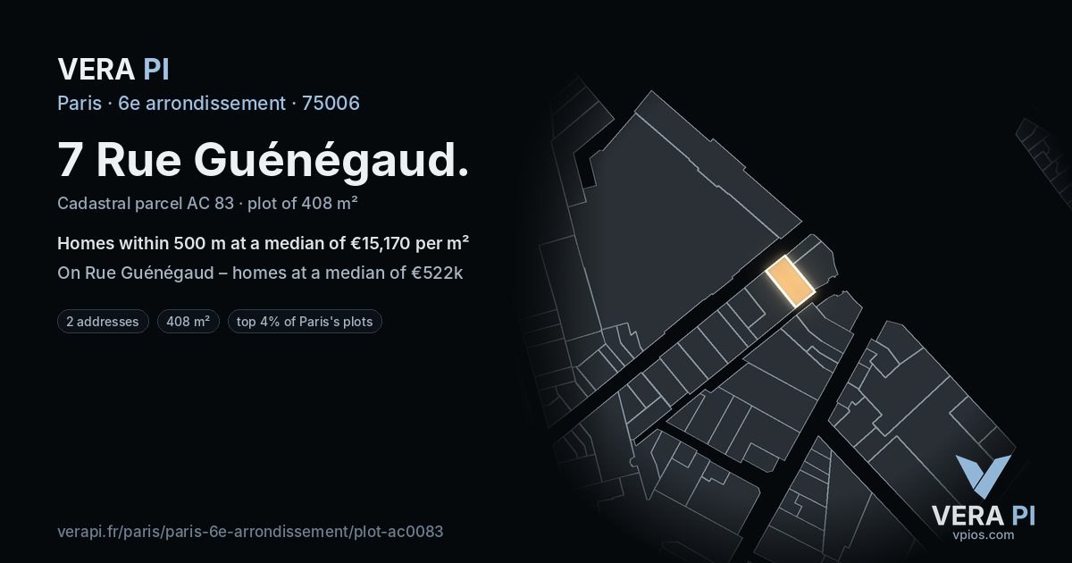 7 Rue Guénégaud, 6e arrondissement at night – the plot lit, the parcels around coloured by the prices near them