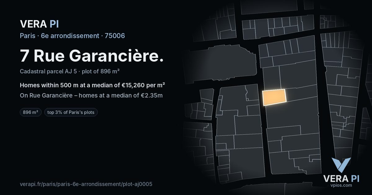7 Rue Garancière, 6e arrondissement at night – the plot lit, the parcels around coloured by the prices near them
