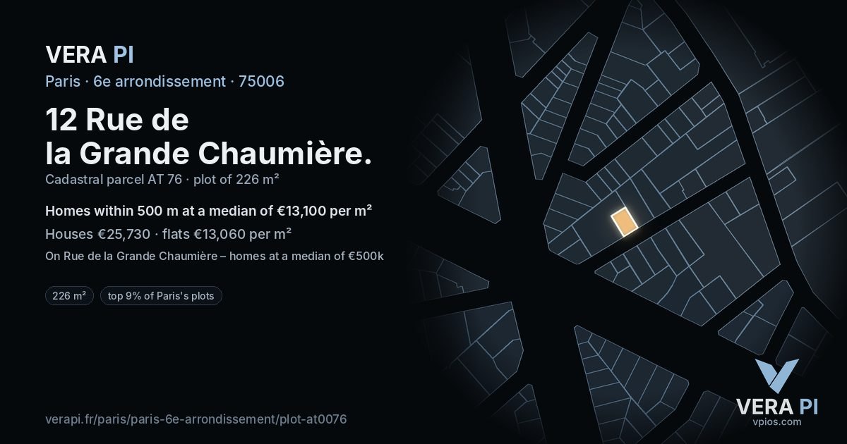 12 Rue de la Grande Chaumière, 6e arrondissement at night – the plot lit, the parcels around coloured by the prices near them