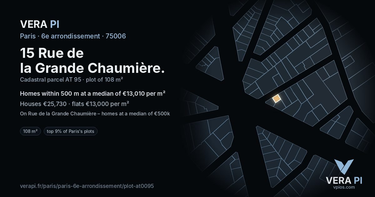 15 Rue de la Grande Chaumière, 6e arrondissement at night – the plot lit, the parcels around coloured by the prices near them