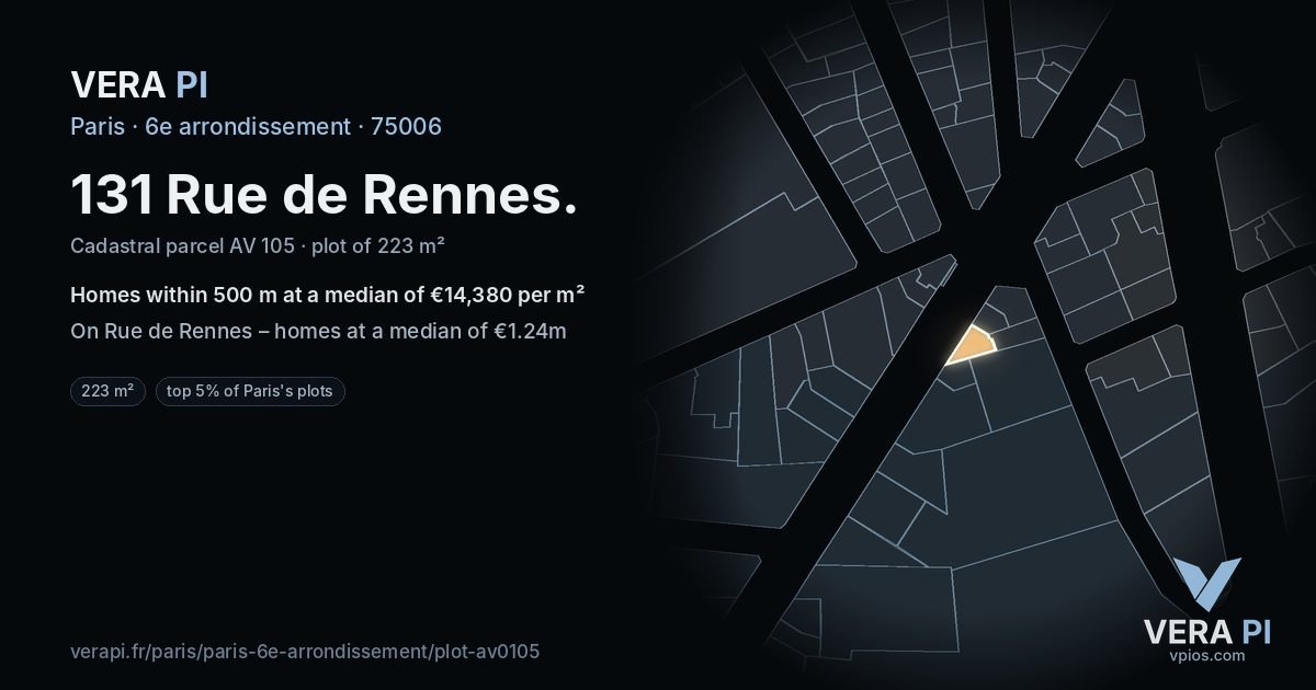 131 Rue de Rennes, 6e arrondissement at night – the plot lit, the parcels around coloured by the prices near them