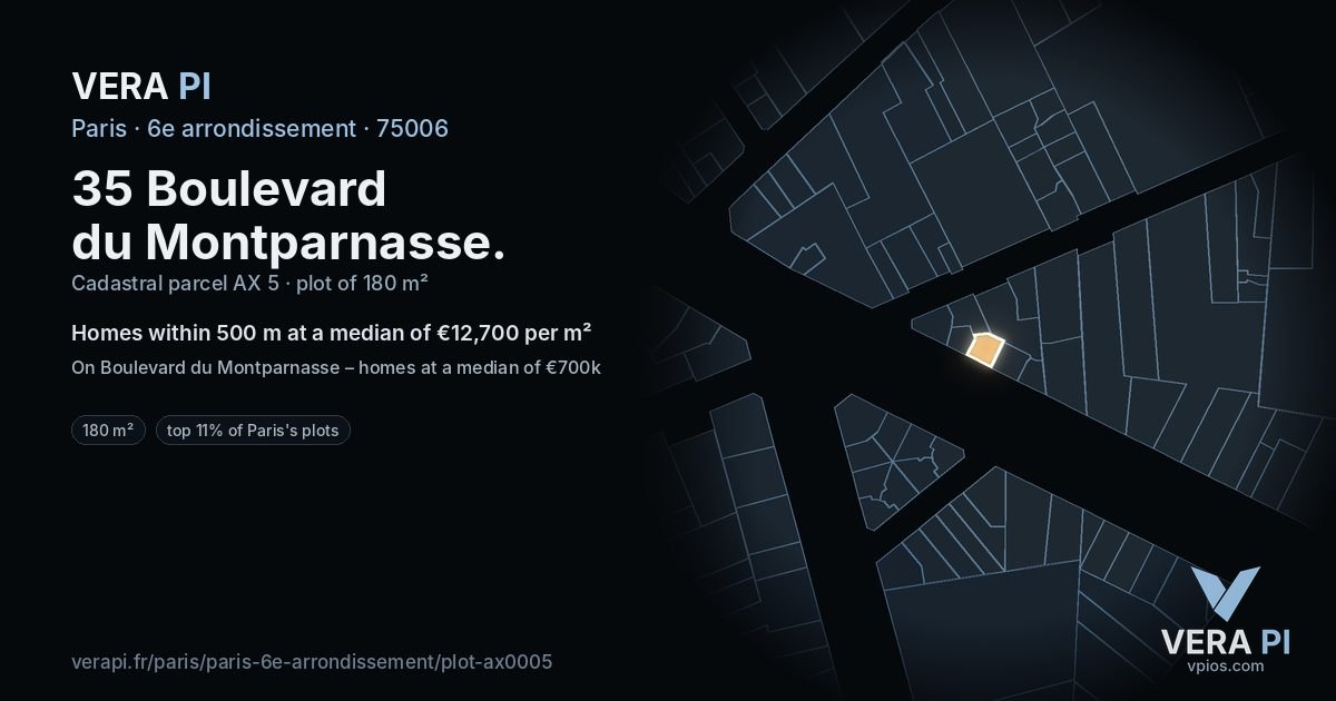 35 Boulevard du Montparnasse, 6e arrondissement at night – the plot lit, the parcels around coloured by the prices near them