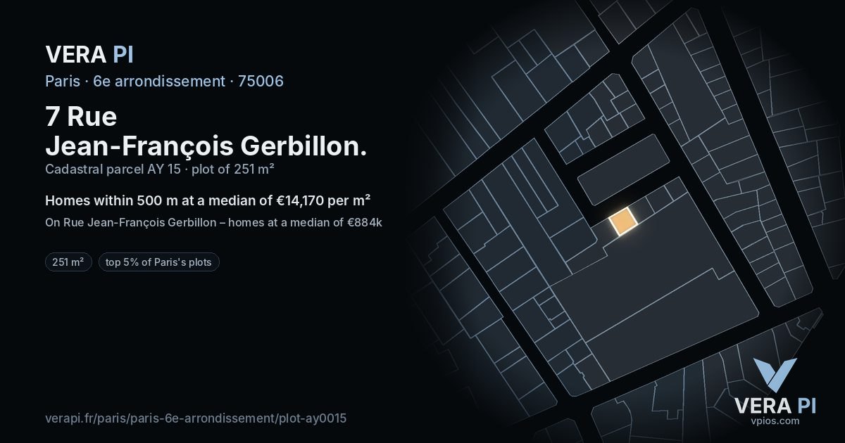 7 Rue Jean-François Gerbillon, 6e arrondissement at night – the plot lit, the parcels around coloured by the prices near them