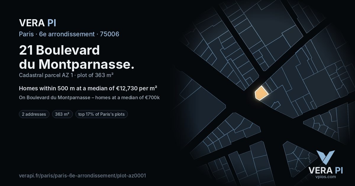 21 Boulevard du Montparnasse, 6e arrondissement at night – the plot lit, the parcels around coloured by the prices near them