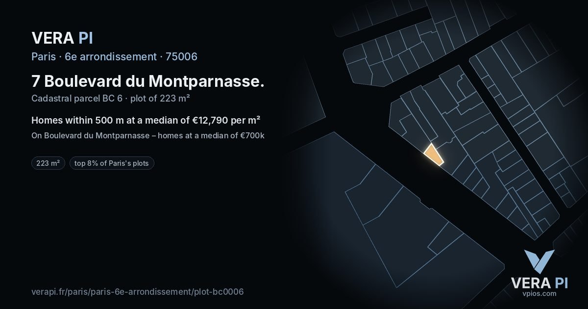 7 Boulevard du Montparnasse, 6e arrondissement at night – the plot lit, the parcels around coloured by the prices near them