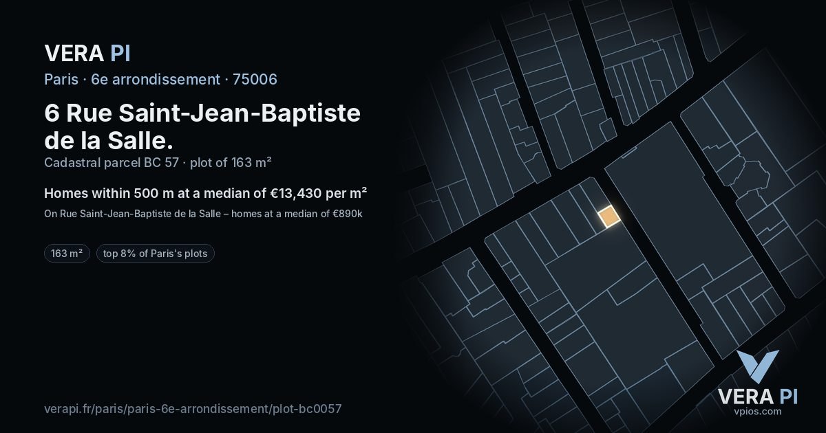 6 Rue Saint-Jean-Baptiste de la Salle, 6e arrondissement at night – the plot lit, the parcels around coloured by the prices near them