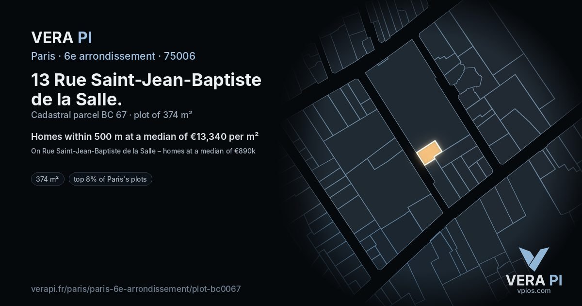 13 Rue Saint-Jean-Baptiste de la Salle, 6e arrondissement at night – the plot lit, the parcels around coloured by the prices near them