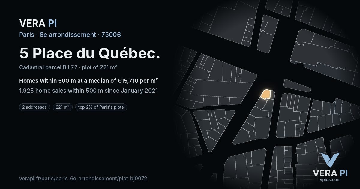 5 Place du Québec, 6e arrondissement at night – the plot lit, the parcels around coloured by the prices near them