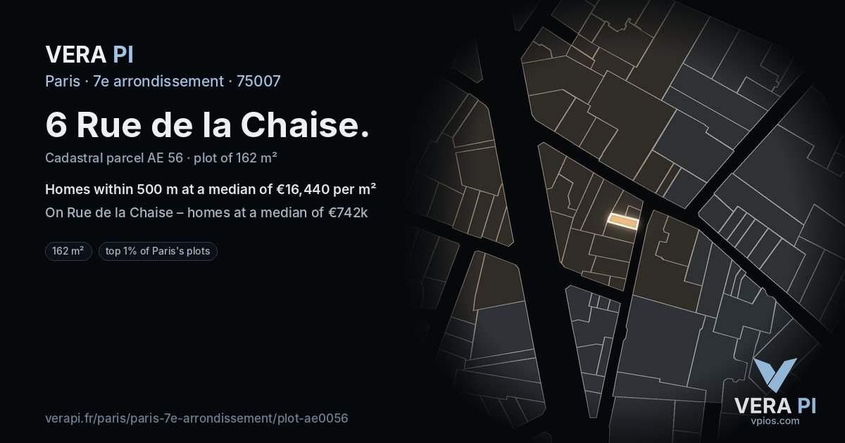 6 Rue de la Chaise, 7e arrondissement at night – the plot lit, the parcels around coloured by the prices near them