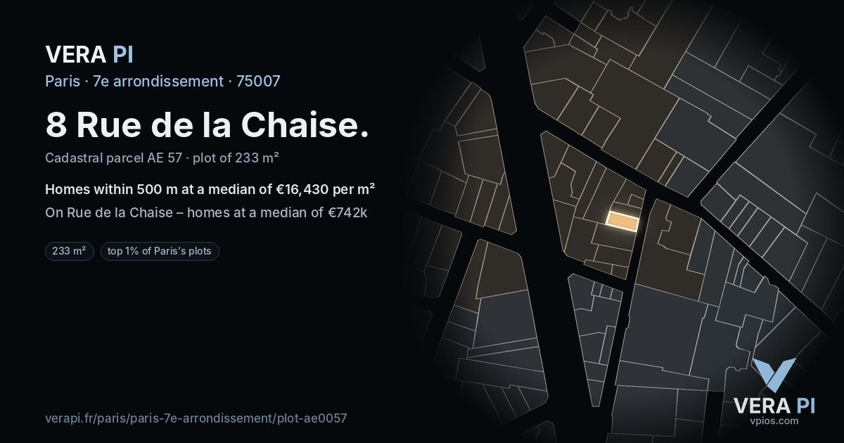 8 Rue de la Chaise, 7e arrondissement at night – the plot lit, the parcels around coloured by the prices near them