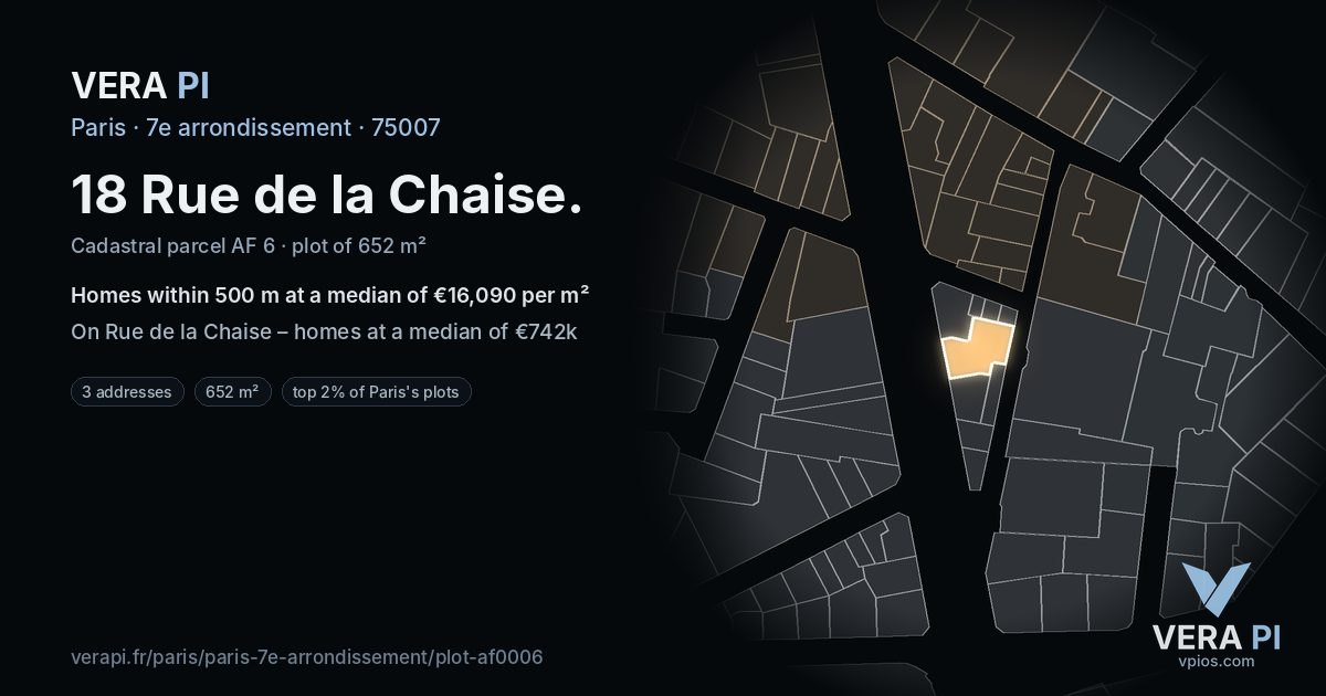 18 Rue de la Chaise, 7e arrondissement at night – the plot lit, the parcels around coloured by the prices near them