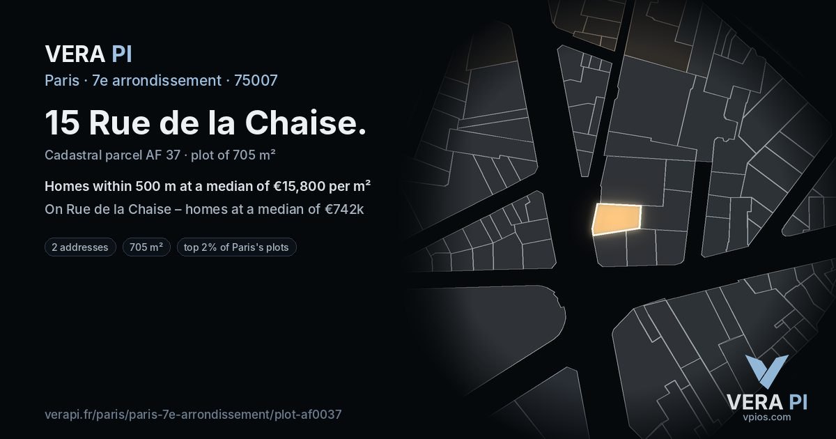 15 Rue de la Chaise, 7e arrondissement at night – the plot lit, the parcels around coloured by the prices near them