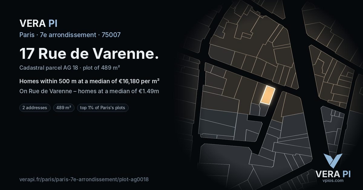 17 Rue de Varenne, 7e arrondissement at night – the plot lit, the parcels around coloured by the prices near them