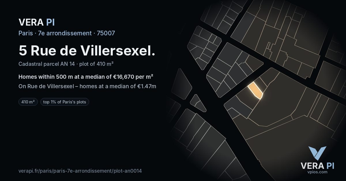 5 Rue de Villersexel, 7e arrondissement at night – the plot lit, the parcels around coloured by the prices near them