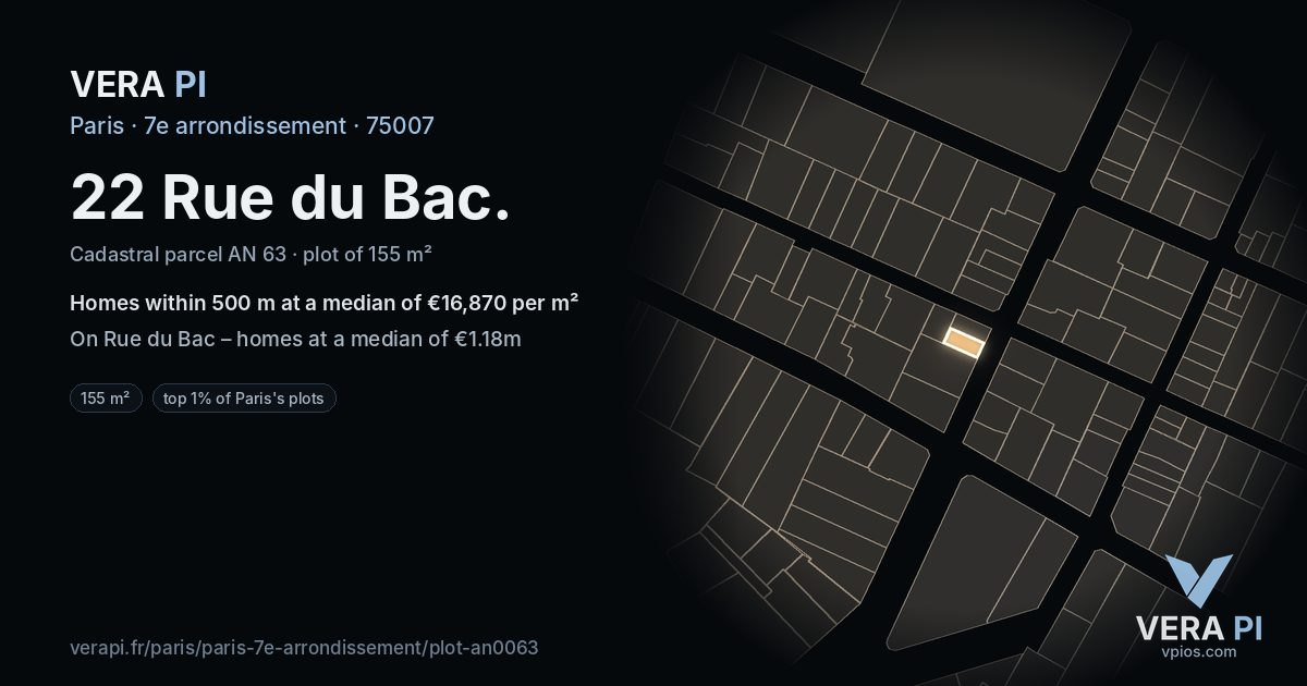 22 Rue du Bac, 7e arrondissement at night – the plot lit, the parcels around coloured by the prices near them