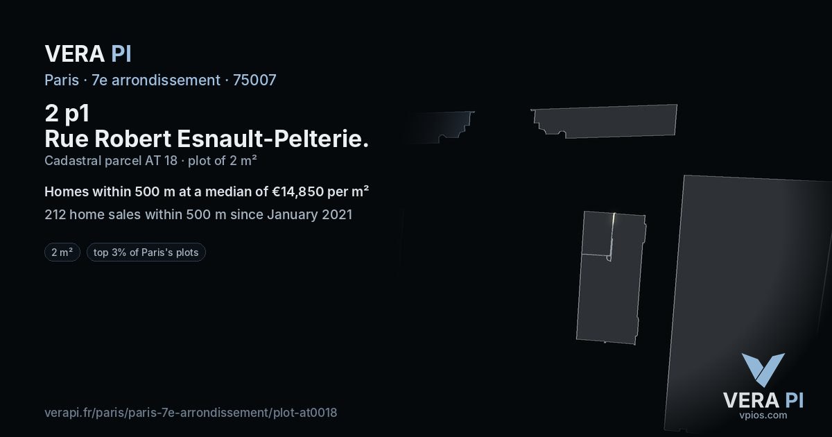 2 p1 Rue Robert Esnault-Pelterie, 7e arrondissement at night – the plot lit, the parcels around coloured by the prices near them