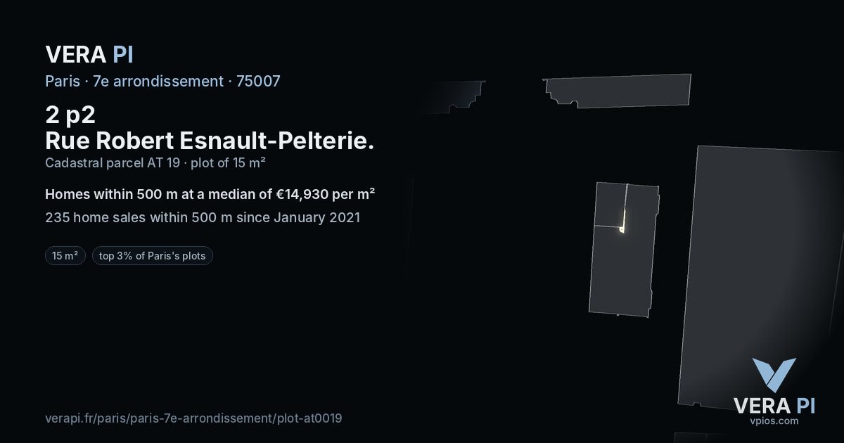 2 p2 Rue Robert Esnault-Pelterie, 7e arrondissement at night – the plot lit, the parcels around coloured by the prices near them