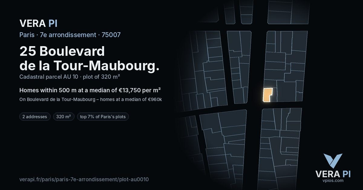 25 Boulevard de la Tour-Maubourg, 7e arrondissement at night – the plot lit, the parcels around coloured by the prices near them