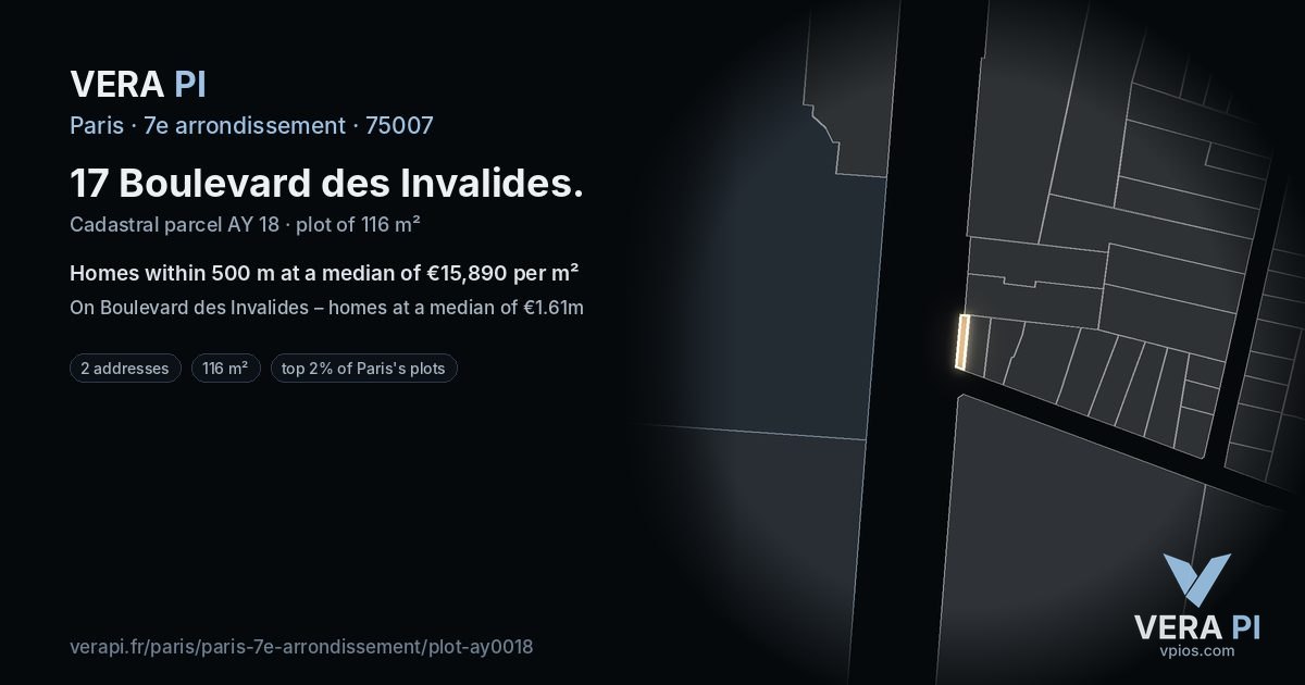 17 Boulevard des Invalides, 7e arrondissement at night – the plot lit, the parcels around coloured by the prices near them